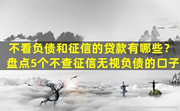 不看負(fù)債和征信的融資(負(fù)債融資征信看什么)? (http://banchahatyai.com/) 知識(shí)問(wèn)答 第1張